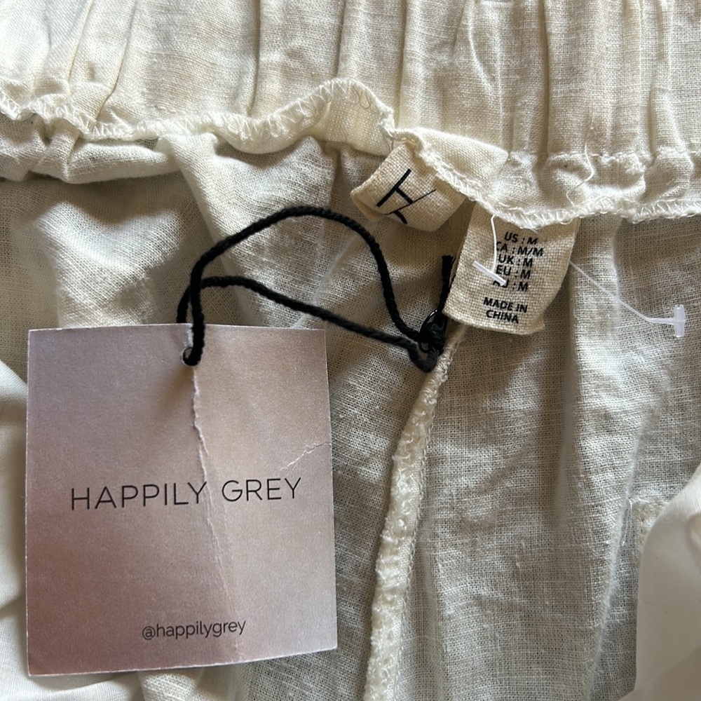 NWT White Linen Cargo Pants Size Medium - Picture 11 of 13
